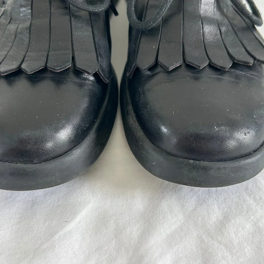 Bruno Magli Sport Mens Black Fringe Leather Lace-Up Oxford Shoes Size‎ 37.5